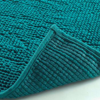 Preview: Tapis de salle de bains moelleux 75x45 cm vert émeraude – tapis de douche antidérapant avec texture en microfibre douce