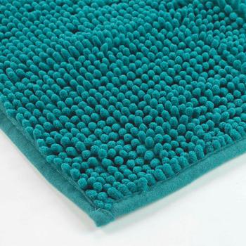 Preview: Tapis de salle de bains moelleux 75x45 cm vert émeraude – tapis de douche antidérapant avec texture en microfibre douce