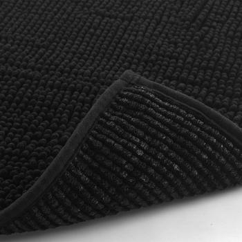 Preview: Tapis de salle de bains moelleux 75 x 45 cm noir – tapis de douche antidérapant avec texture douce en microfibre