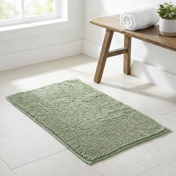 Tapis de salle de bains moelleux 75x45 cm vert – tapis de douche antidérapant avec douce structure en microfibre
