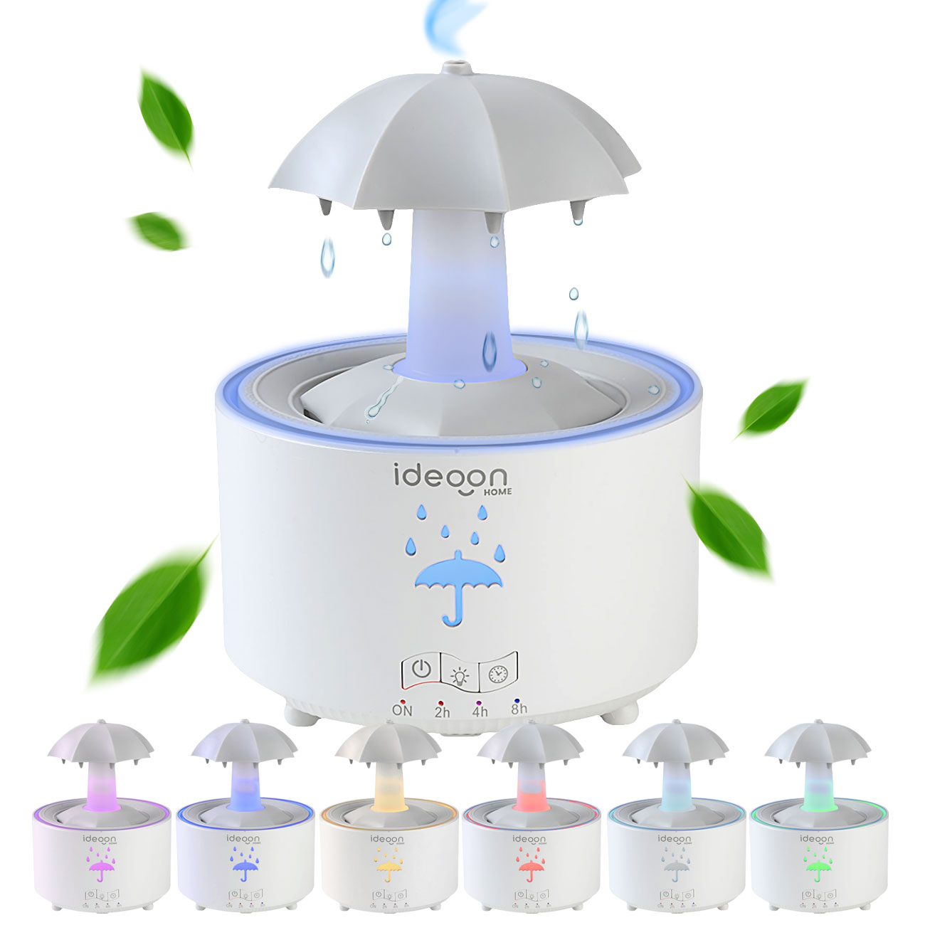 Aroma-Diffuser mit Schirm für ätherische Öle, LED in 7 Farben & Timer, 300 ml