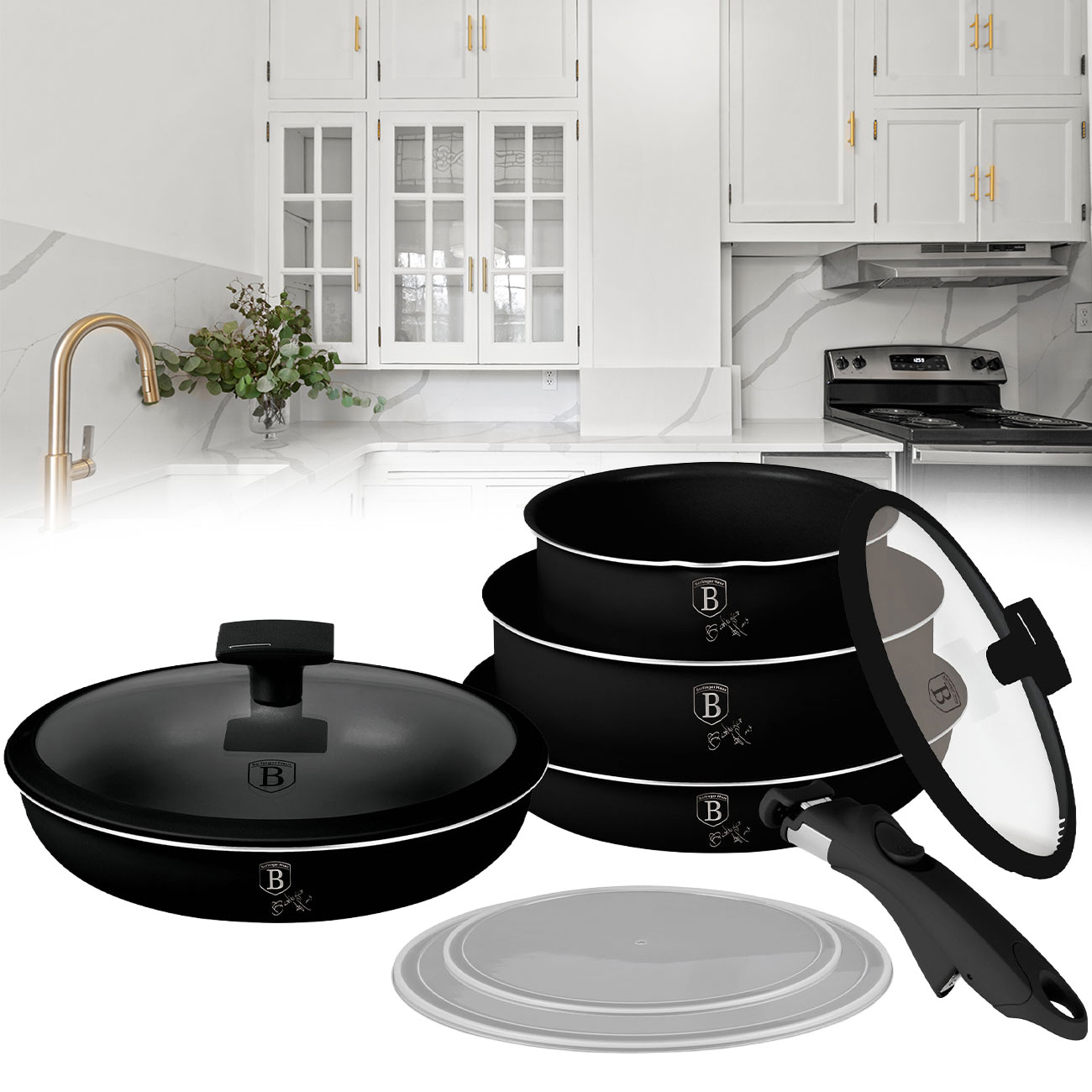 Design Kochset inkl. Smart Lids, 9-teilig, mattschwarz
