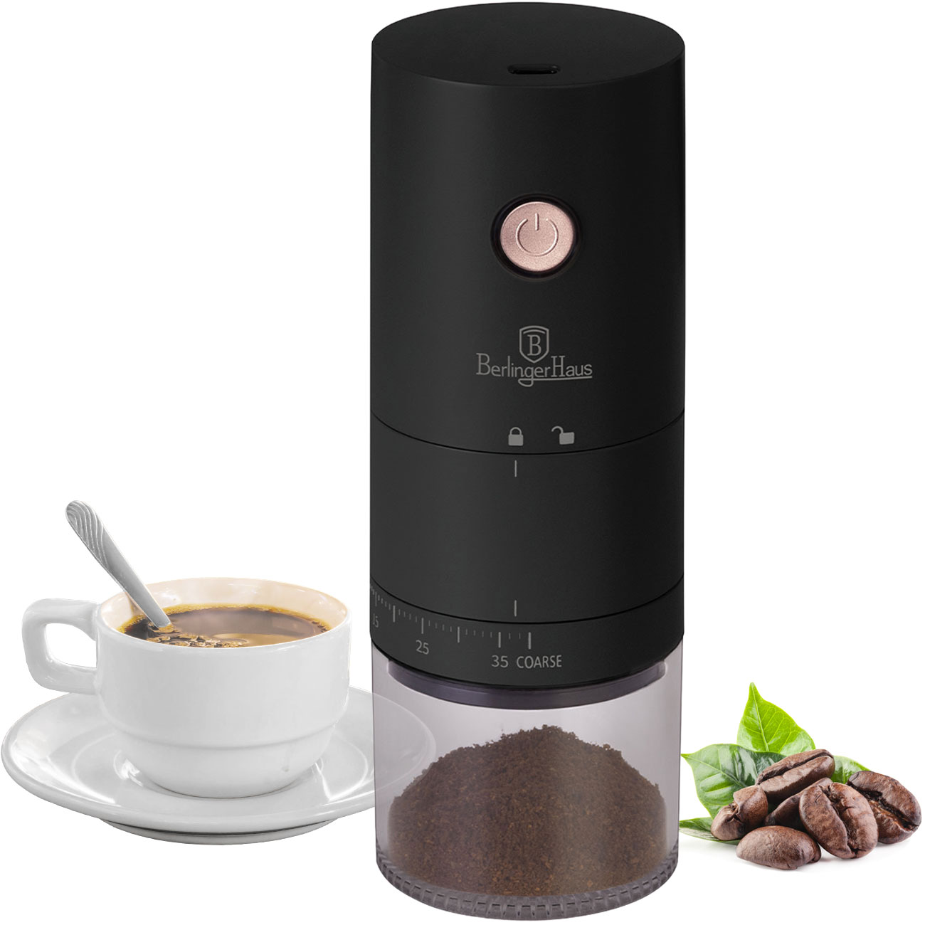 Akku Kaffeemühle mit Keramikmahlwerk, schwarz