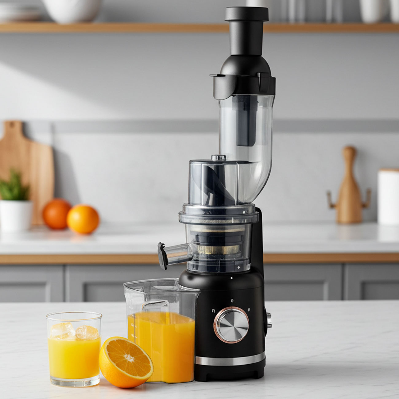 Slow Juicer - Entsafter, 300 W, schwarz-roségold