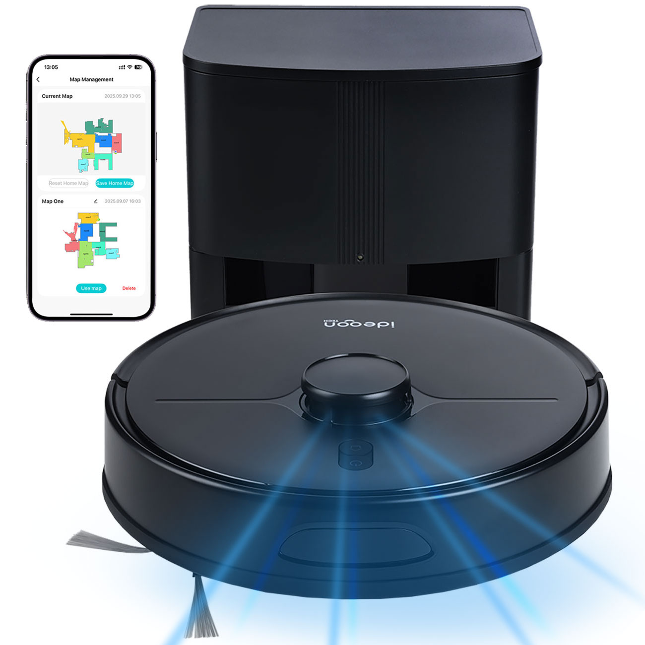 Saugroboter mit Wischfunktion, SmartLife, App-Steuerung, Laser-Navigation, schwarz