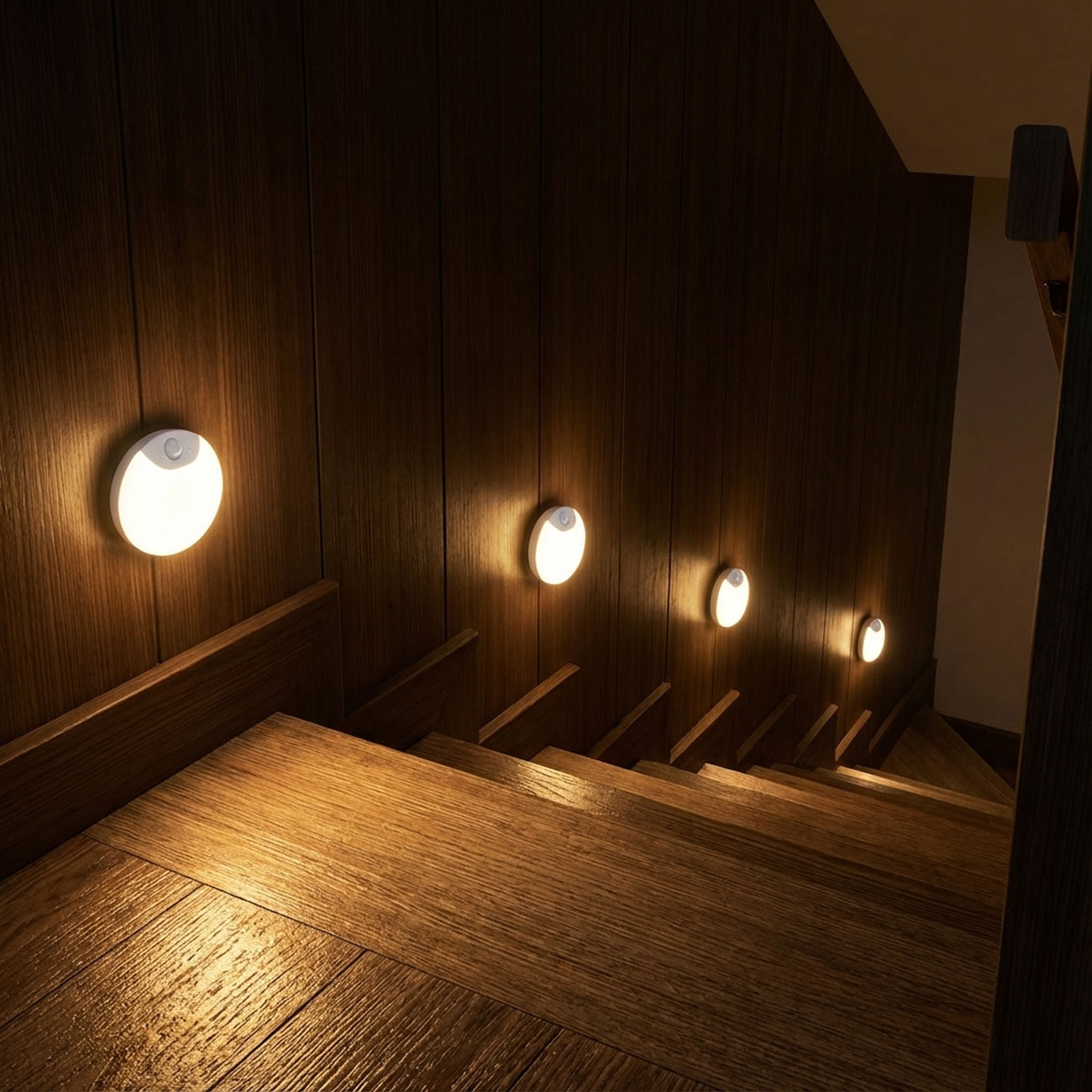 4er-Set LED Nachtlicht & Schrankleuchte mit Bewegungssensor, Ø8cm