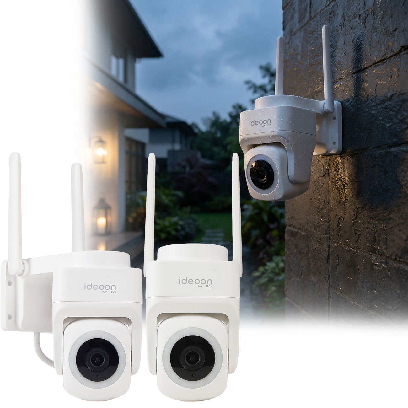 2er-Set WLAN Überwachungskamera 2K, 3MP, Infrarot-Nachtsicht, Tuya, Alexa & Google