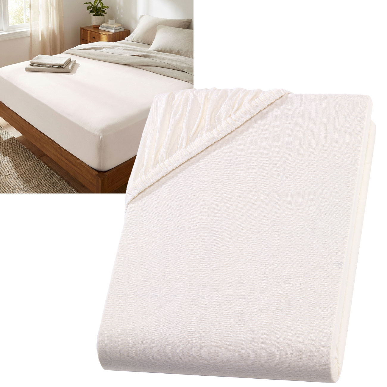 Spannbetttuch für Boxspringbett & Wasserbett, natur, 140-160x220 cm