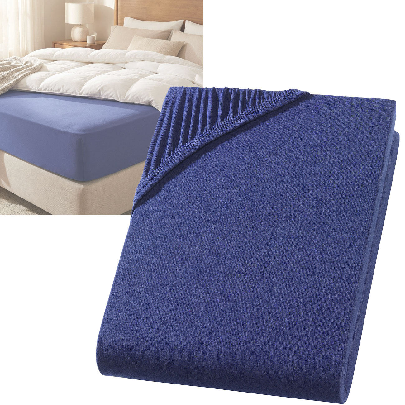 Spannbetttuch für Boxspringbett & Wasserbett, navy, 140-160x220 cm