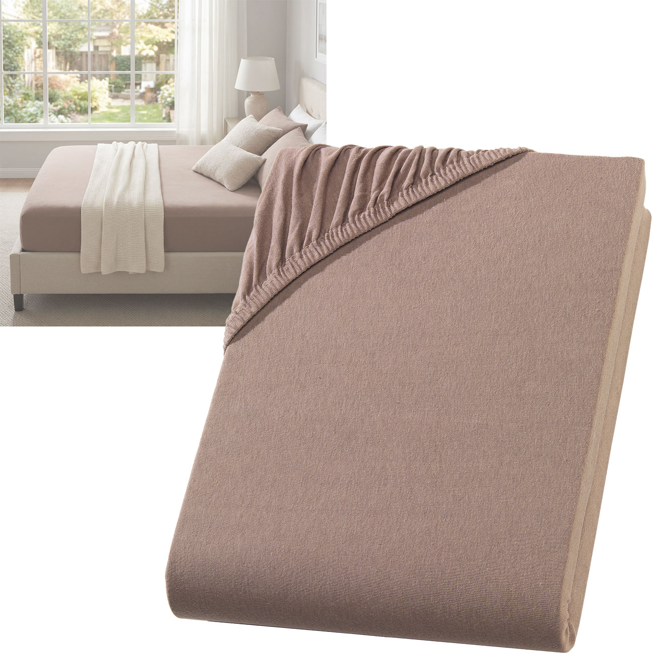 Spannbetttuch für Boxspringbett & Wasserbett, nougat, 140-160x220 cm