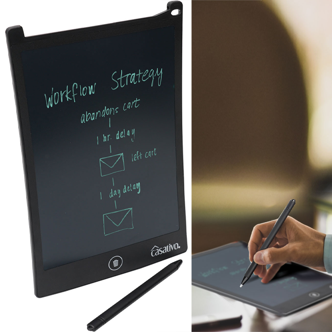 Elektronische LCD-Schreibtafel mit Eingabe-Stift, 100.000 Löschvorgänge, 8,5" / 21,5 cm