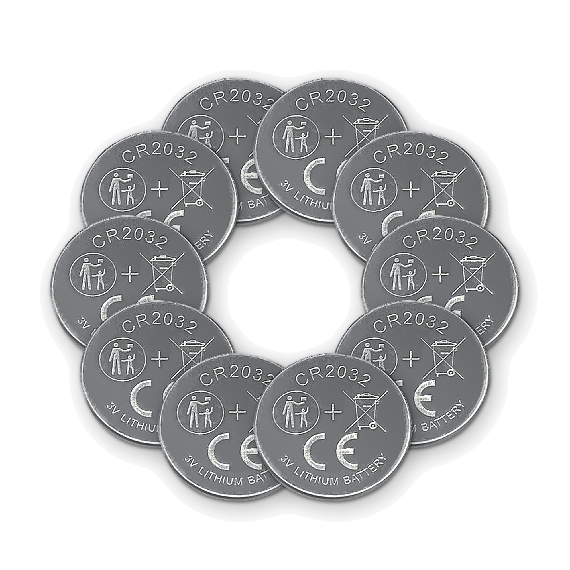 CR2032 Lithium-Knopfzellen, 10er-Set, 3V