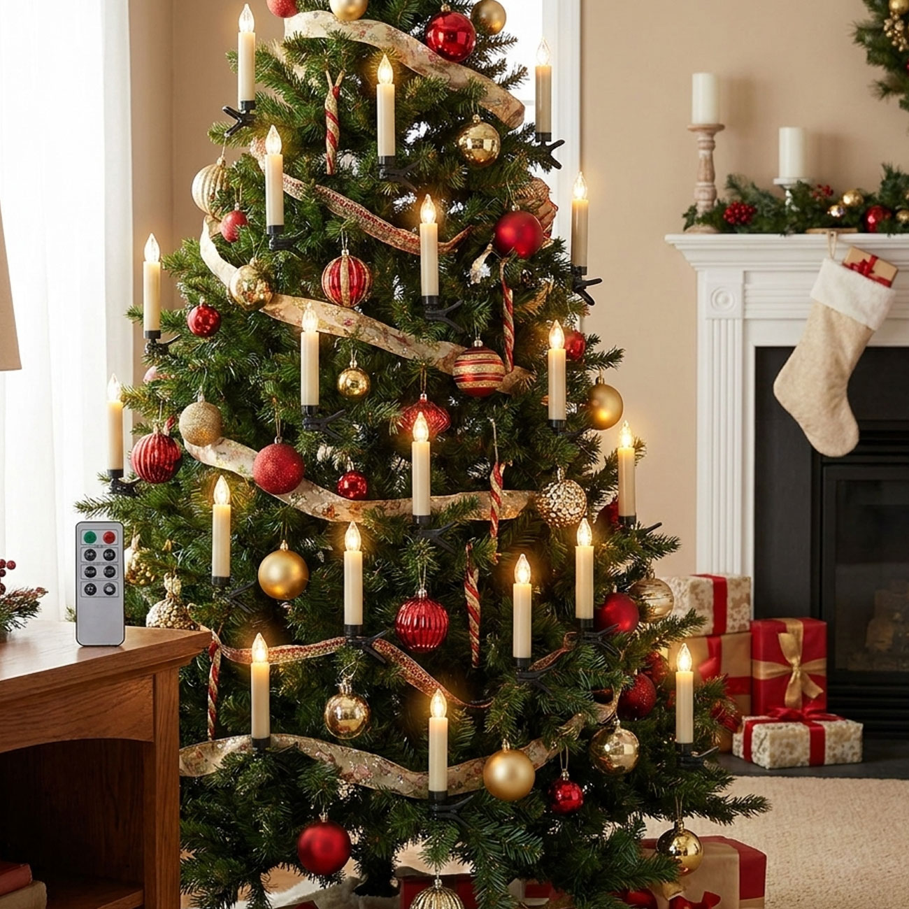 40 kabellose LED-Weihnachtsbaum-Kerzen mit Fernbedienung, Timerfunktion, weiss