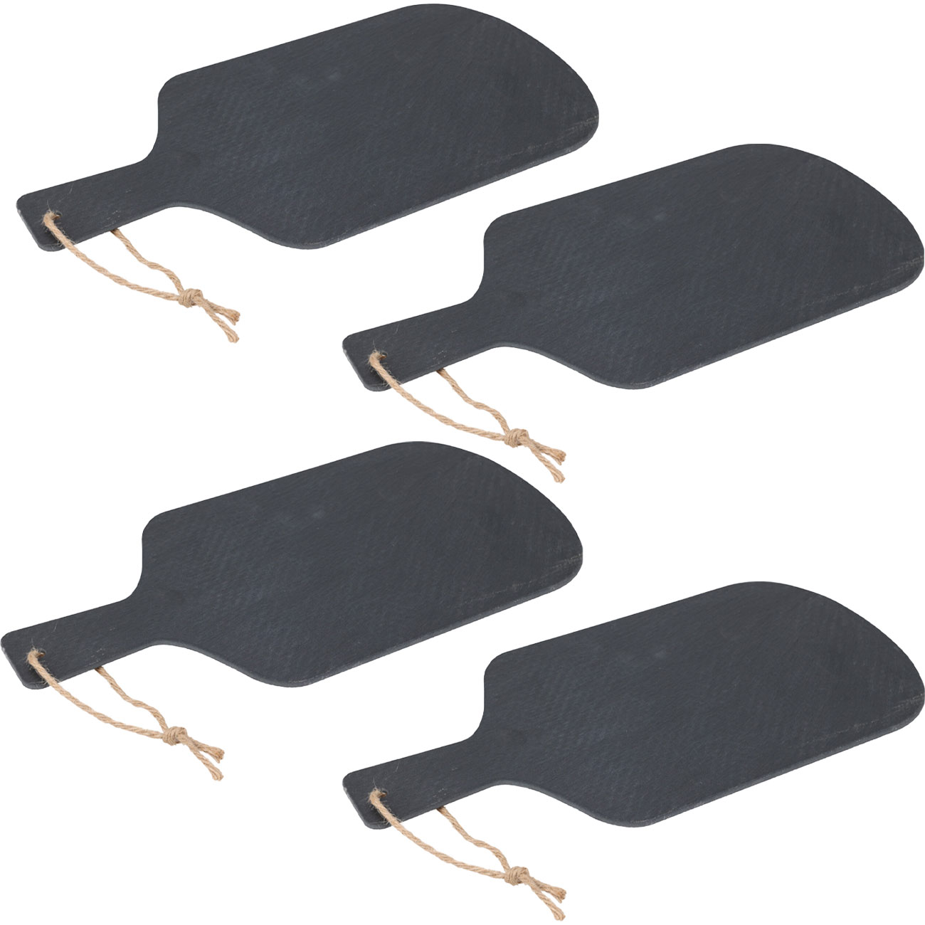 4er-Set Servierbrett, Schieferplatte, 38 x 20 cm
