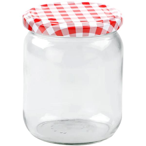 8er Set Einmachgläser - 540ml mit Schraubdeckel (Karo-Muster) - Praktische Sturzgläser ideal zum Einkochen von Marmelade & als Vorratsglas