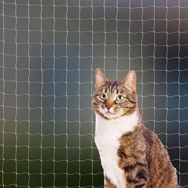 Flexibles Katzen Sicherheitsnetz, weiss, 8 x 3 m: Robust & wetterbeständig. Absturzsicherung für Balkon, Terrasse & Fenster