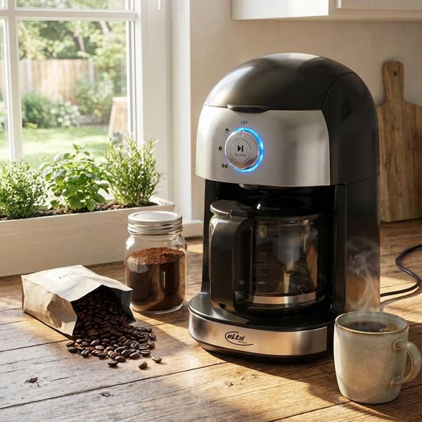 Kaffeemaschine mit Mahlwerk, 0,5 l: Frischer Kaffee auf Knopfdruck, integriertes Mahlwerk, verschiedene Mahlgrade, für aromatischen Kaffeegenuss