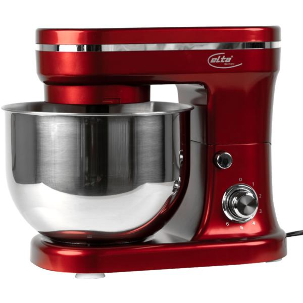Design Küchenmaschine, edles Rot-Silber, 5 l Edelstahl-Schüssel, 1200 W - Hochwertig, modern & leistungsstark, für Backen, Kochen & mehr
