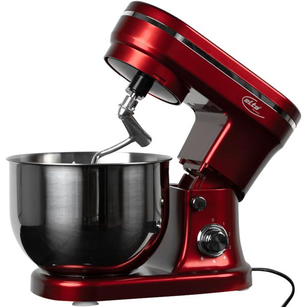 Design Küchenmaschine, edles Rot-Silber, 5 l Edelstahl-Schüssel, 1200 W - Hochwertig, modern & leistungsstark, für Backen, Kochen & mehr
