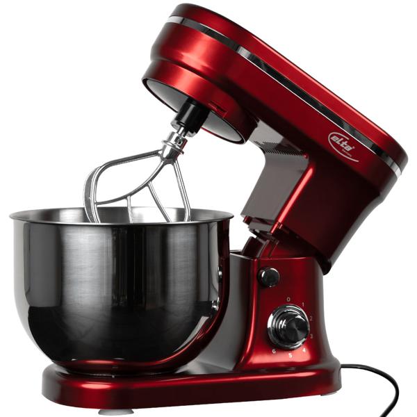 Design Küchenmaschine, edles Rot-Silber, 5 l Edelstahl-Schüssel, 1200 W - Hochwertig, modern & leistungsstark, für Backen, Kochen & mehr