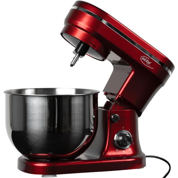 Design Küchenmaschine, edles Rot-Silber, 5 l Edelstahl-Schüssel, 1200 W - Hochwertig, modern & leistungsstark, für Backen, Kochen & mehr