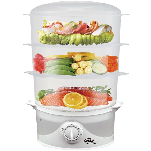 Elektrischer Dampfgarer (9L, 800W): Für schonendes & gesundes Kochen, 3 Etagen, Timer & Abschaltautomatik, Vitamine erhalten, leicht & schnell