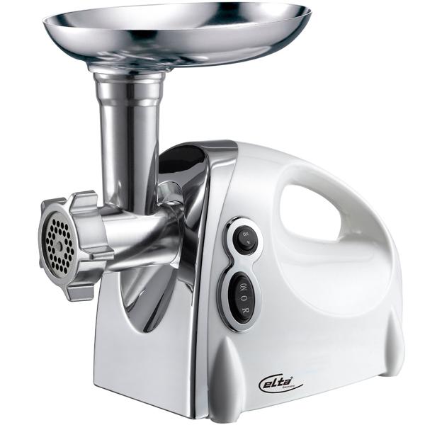 Professioneller elektrischer Fleischwolf, 1200W, silber-weiss, Edelstahl & Aluminium, 3 Lochscheiben, Wurstfüller, Premium-Qualität