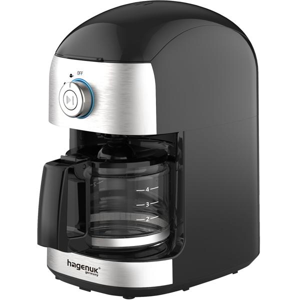 Edle Kaffeemaschine für Kaffeepulver und Kaffeebohnen, 0,5 l: Integriertes Edelstahl Mahlwerk, verschiedene Mahlgrade, für aromatischen Kaffeegenuss