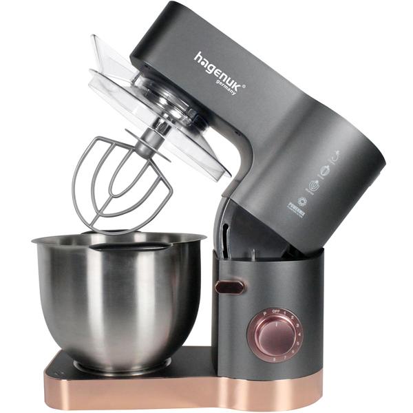 Premium Küchenmaschine 1200W mit 5,5L Schüssel – Elegantes Rührgerät mit Planetenrührwerk, Roségold-Akzenten & Zubehör