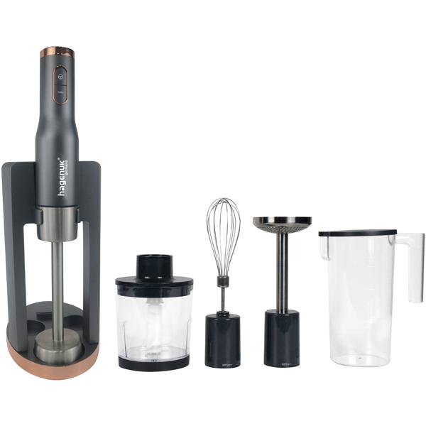 Premium 800W Stabmixer-Set, anthrazit-roségold: Schneebesen, Kartoffelstampfer & Pürierstab, Multifunktional für Hobbyköche & Profis