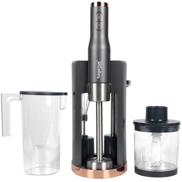 Premium 800W Stabmixer-Set, anthrazit-roségold: Schneebesen, Kartoffelstampfer & Pürierstab, Multifunktional für Hobbyköche & Profis