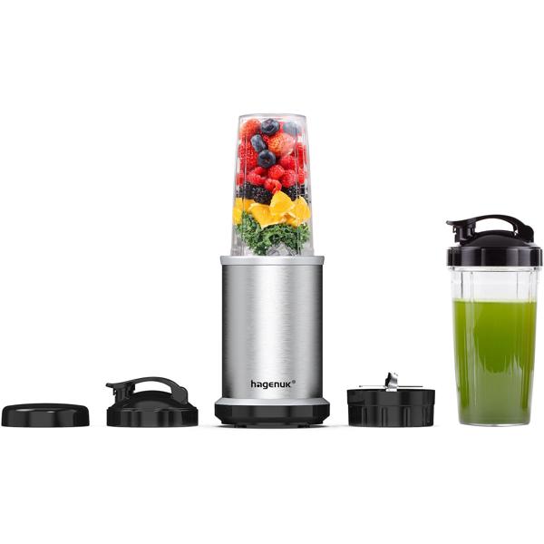 Effizienter Smoothies Maker mit To-Go Becher, 1000 W, silber: Für Smoothies & Shakes zuhause und unterwegs, gesunde Ernährung & Sport