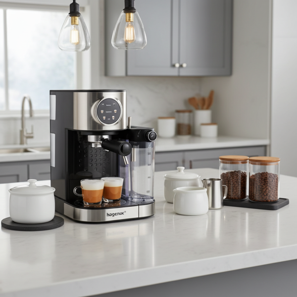 Siebträger Espressomaschine mit Milchaufschäumer & Farbdisplay – Kaffeemaschine 15 bar, 1470W, 1.7L Wassertank, schwarz