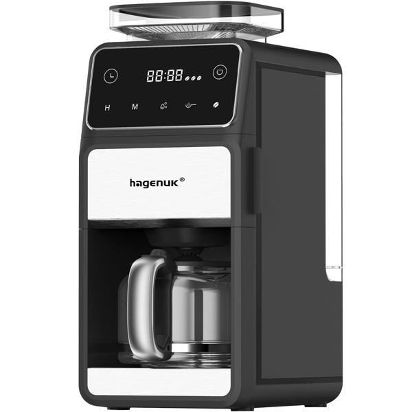 Premium Kaffeemaschine mit Flach-Mahlwerk, 1,5 l: verschiedene Mahlgrade, stylisch und robust für frisch gemahlenen und aromatischen Kaffeegenuss