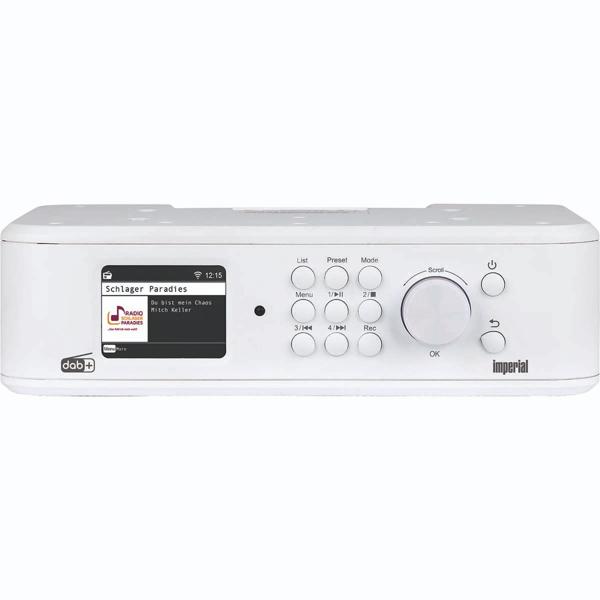 Moderna radio da cucina sottopiano DAB+/FM, bianca, con sistema di allarme di emergenza EWF e display a colori TFT LCD, compatta, sicura e versatile