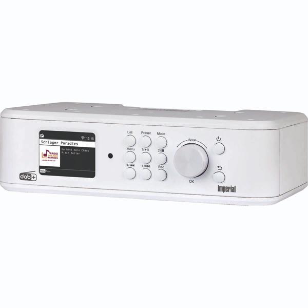Moderna radio da cucina sottopiano DAB+/FM, bianca, con sistema di allarme di emergenza EWF e display a colori TFT LCD, compatta, sicura e versatile