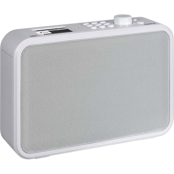 Moderna radio da cucina sottopiano DAB+/FM, bianca, con sistema di allarme di emergenza EWF e display a colori TFT LCD, compatta, sicura e versatile