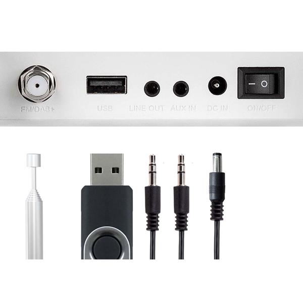 Moderna radio da cucina sottopiano DAB+/FM, bianca, con sistema di allarme di emergenza EWF e display a colori TFT LCD, compatta, sicura e versatile
