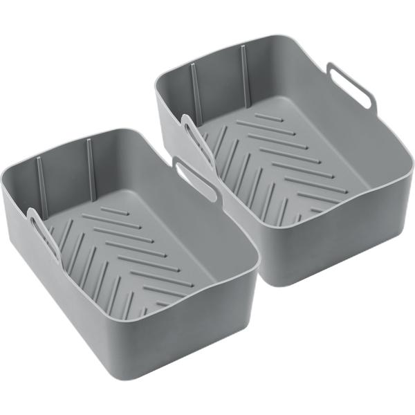 2 moules en silicone de qualité pour friteuse à air chaud Dual, gris, 20 x 12,7 x 7 cm, antiadhésifs, résistants à la chaleur, compatibles lave-vaisselle, pour des résultats parfaits