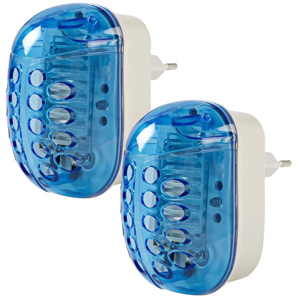 2er-Set Kompakter Steckdosen Insektenvernichter mit UV-A Licht (bis 20m²): Mücken & Fliegen effektiv & sicher loswerden | Geruchlos, giftfrei & ideal für Schlafzimmer, Küche & kleine Räume