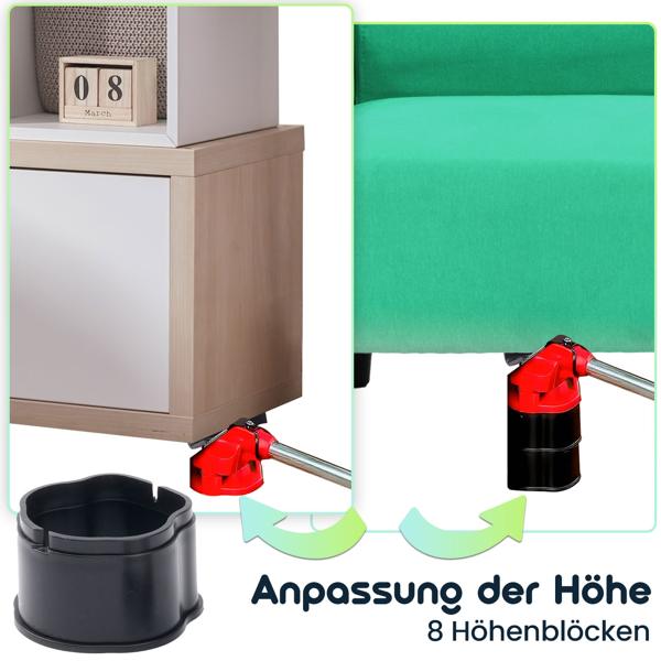 Robuster Möbel Transport Heber und Rollen Set für Umzug, Heimwerken oder Renovierung - Schwerlast-Transportrollen für schwere Möbel