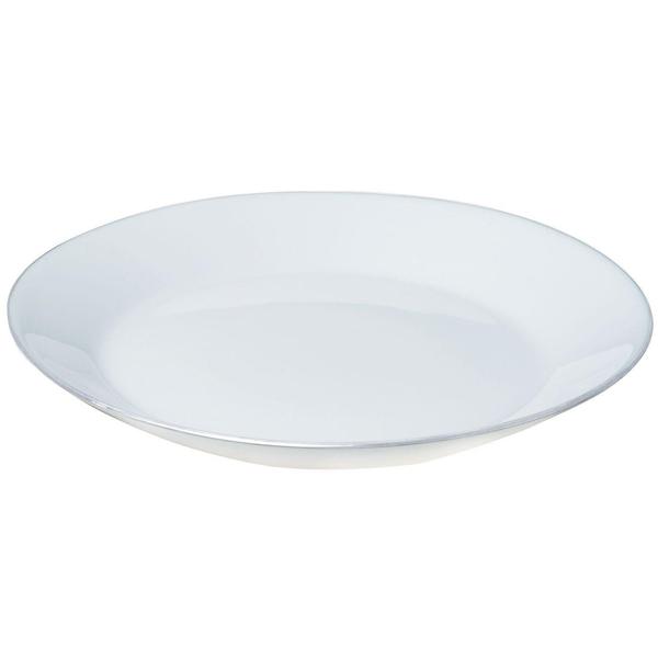 Elegante set di stoviglie 18 pz. (bianco opale, bordo argentato) - in vetro - 6x piatti piani, fondi e da dessert - Senza tempo, di alta qualità, elegante