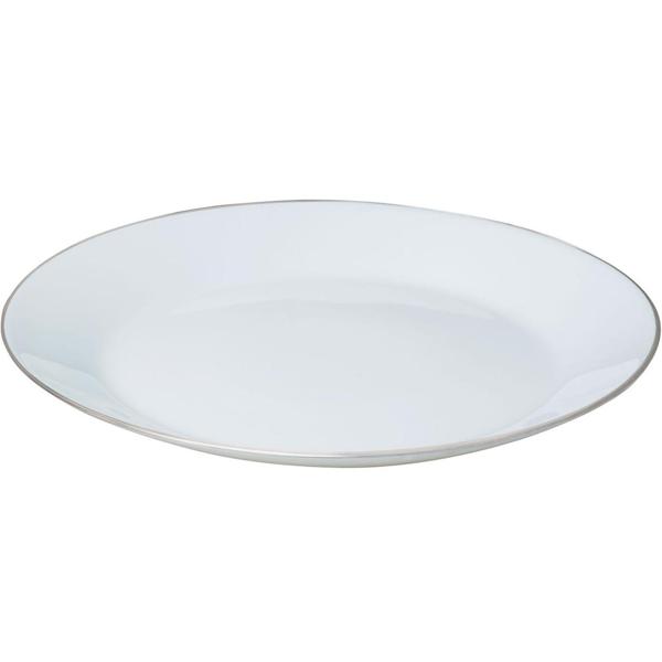 Elegante set di stoviglie 18 pz. (bianco opale, bordo argentato) - in vetro - 6x piatti piani, fondi e da dessert - Senza tempo, di alta qualità, elegante