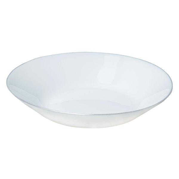 Elegante set di stoviglie 18 pz. (bianco opale, bordo argentato) - in vetro - 6x piatti piani, fondi e da dessert - Senza tempo, di alta qualità, elegante