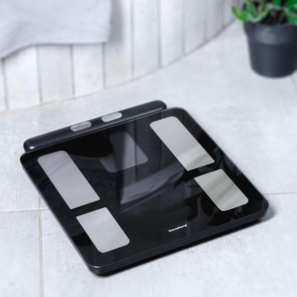 Profi Personenwaage mit Handsensoren & digitalem Farbdisplay, schwarz: umfangreiche Körperanalyse für Gesundheit & Fitness, präzise Messungen