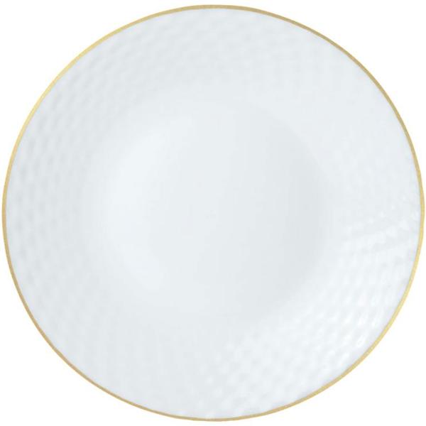 Edles 18-teiliges Geschirr-Set aus Glas opal-weiss mit Goldrand - für 6 Personen - spülmaschinen- & mikrowellengeeignet - hochwertig & zeitlos