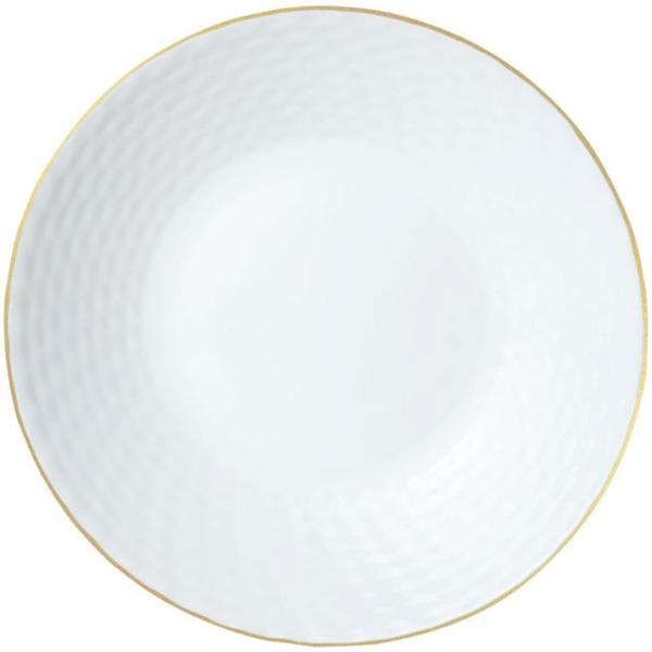 Edles 18-teiliges Geschirr-Set aus Glas opal-weiss mit Goldrand - für 6 Personen - spülmaschinen- & mikrowellengeeignet - hochwertig & zeitlos