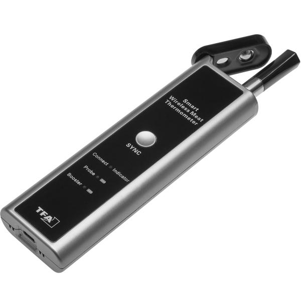 Präzises smartes Fleisch-, Braten- & Ofenthermometer, bis +300 °C, kabelloser Fühler aus Edelstahl, App-Steuerung für BBQ, Grill, Smoker, Backofen