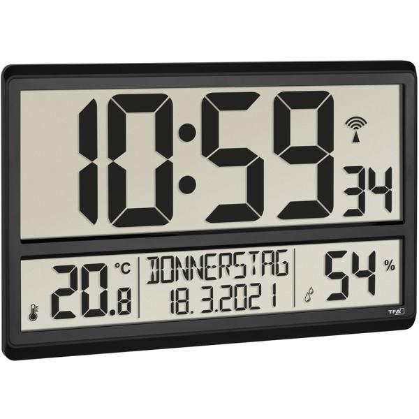 Digitale Funkuhr mit XL-Display und Raumklima-Werten, automatische Zeiteinstellung & einfache Ablesbarkeit für Büro, Wohnzimmer & Küche