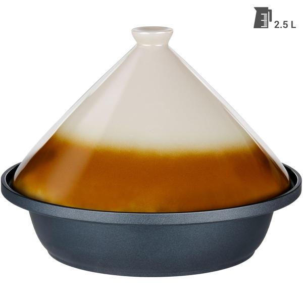 Tagine tradizionale (tajine) con coperchio in ceramica, 2,5 litri, Ø 30 cm: per brasare delicatamente e preparare piatti aromatici, cucina marocchina